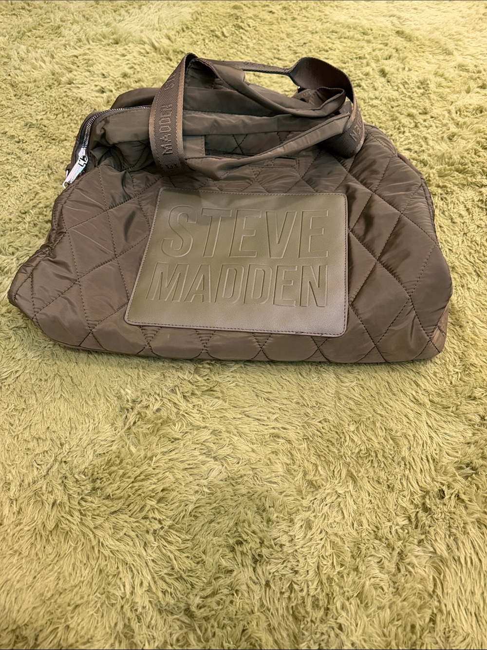Steve Madden Quilted Logo Tote — Olive